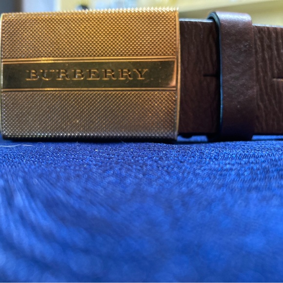 Vintage Burberry Unisex Leather Belt with Brass Sliding Buckle 100cm - Picture 10 of 11